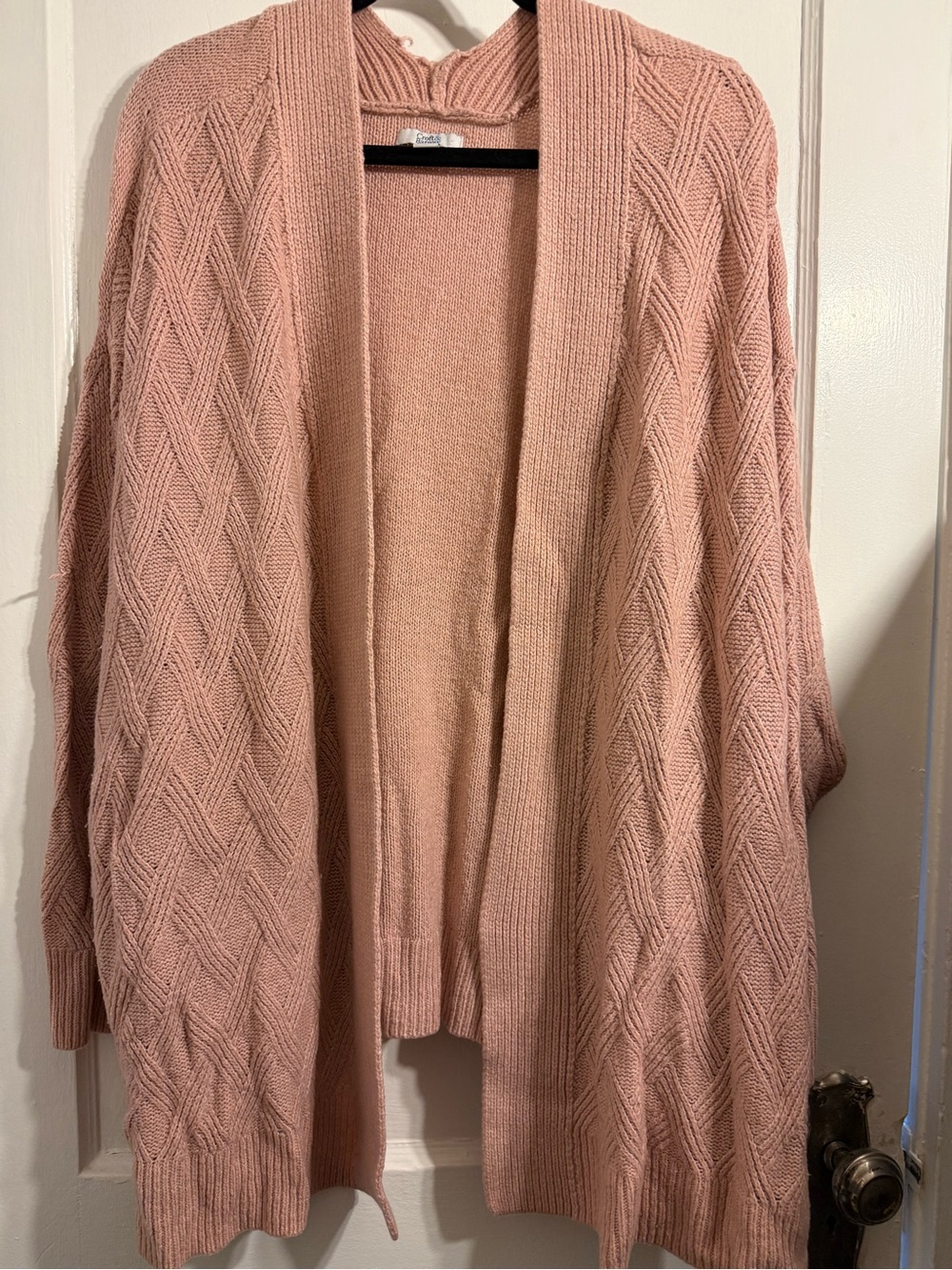 croft & barrow Blush Pink Open-Front Cable Knit Cardigan